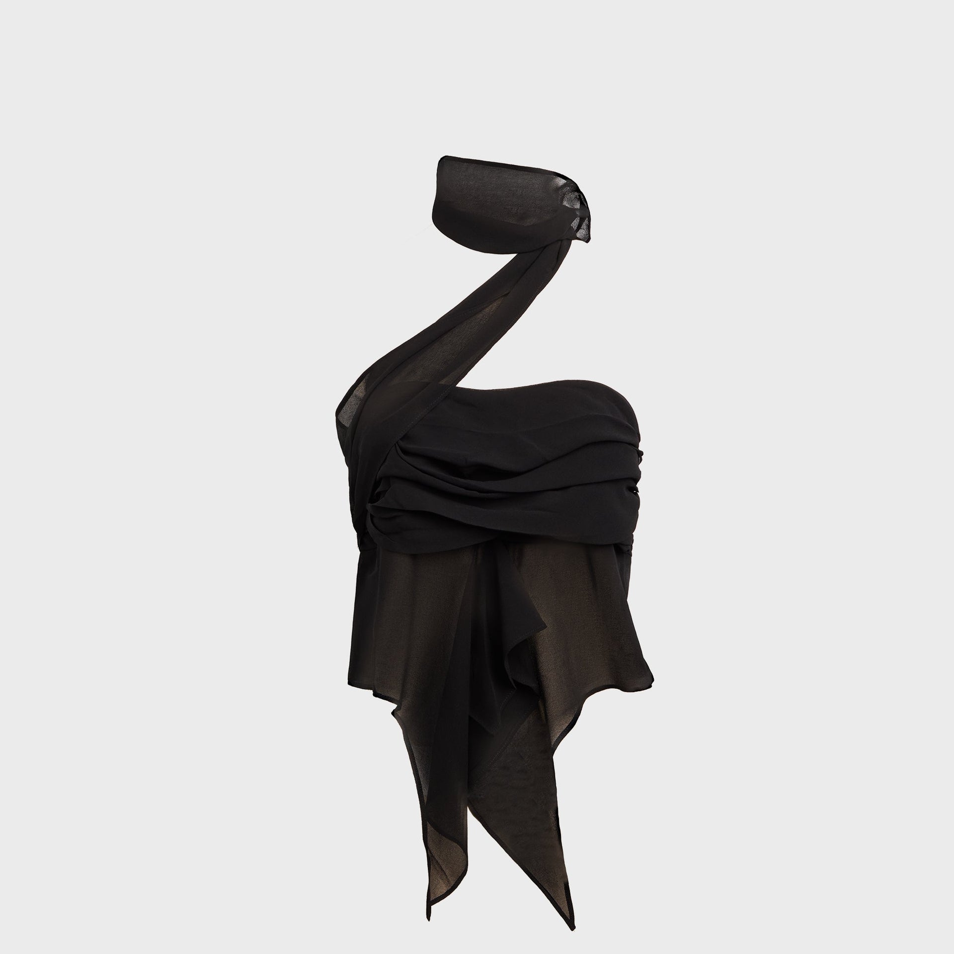 GUIZIO Chiffon Wrap Around Top - Black