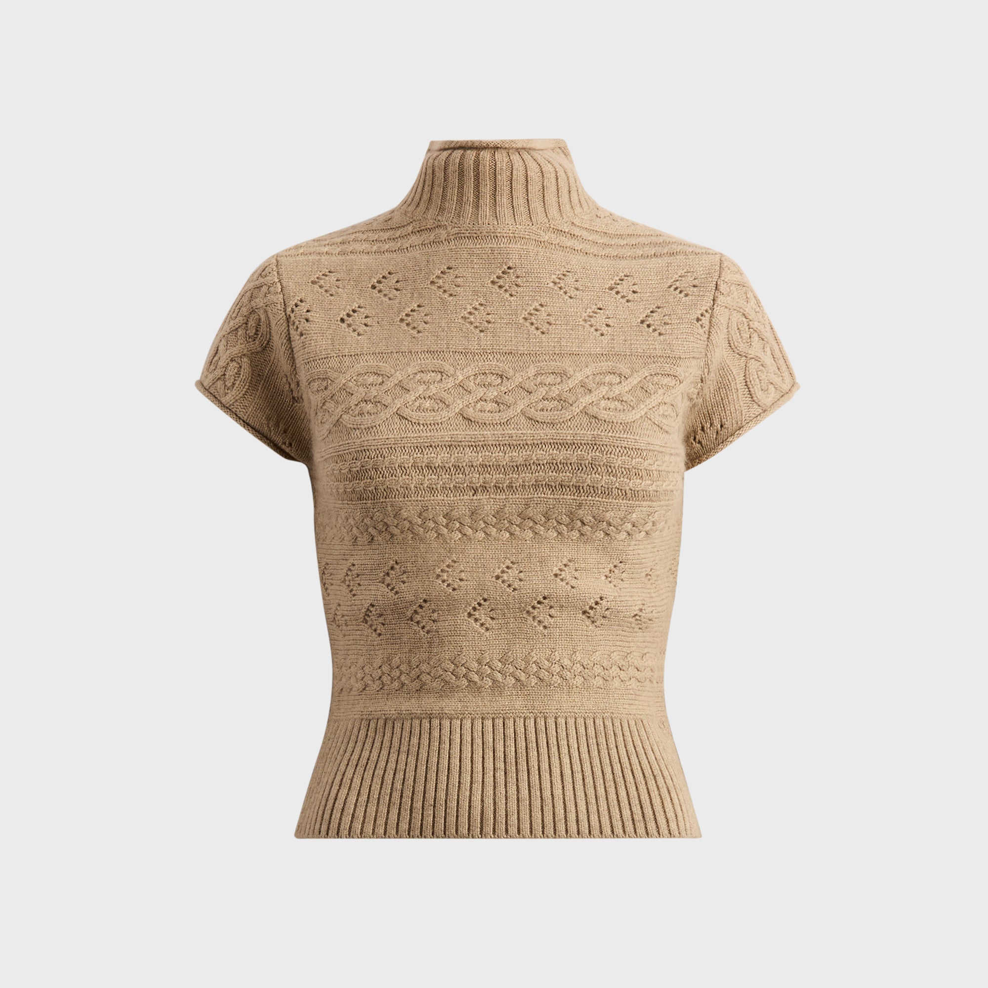 GUIZIO Short Sleeve Cable Turtleneck - Warm Taupe – Kith