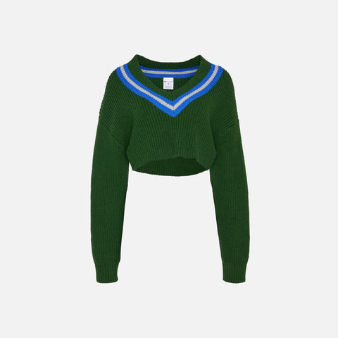 GUIZIO x Champion Crop Rib Knit Pullover - Green