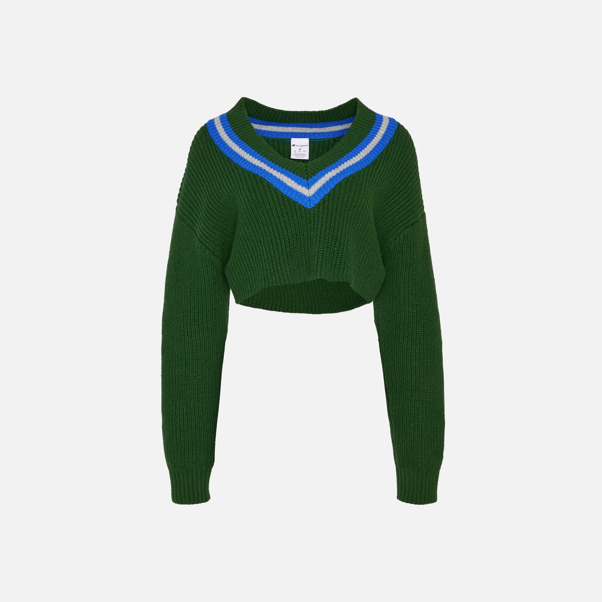 GUIZIO x Champion Crop Rib Knit Hard Pullover - Green