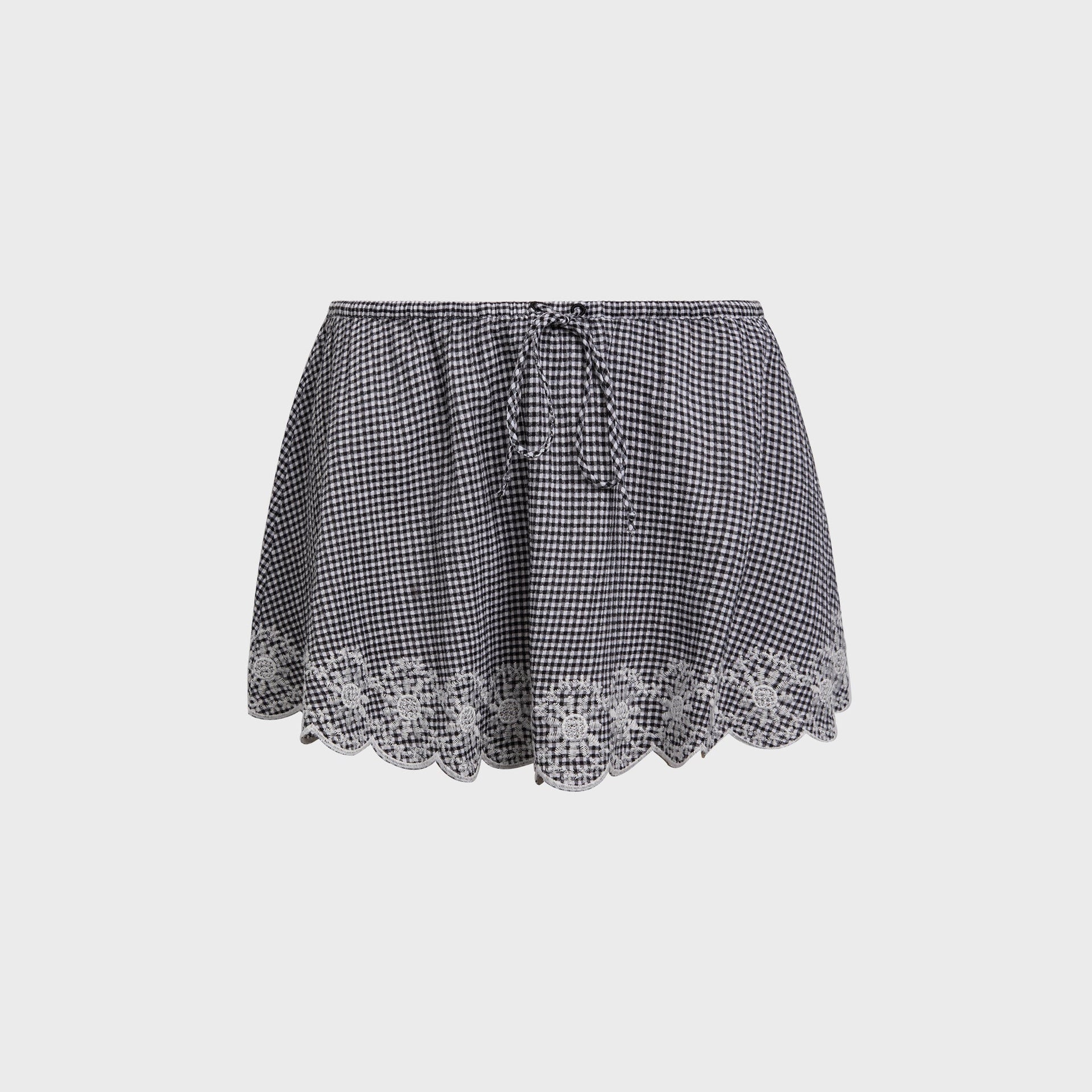 GUIZIO Maelle Gingham Mini Skirt in Black