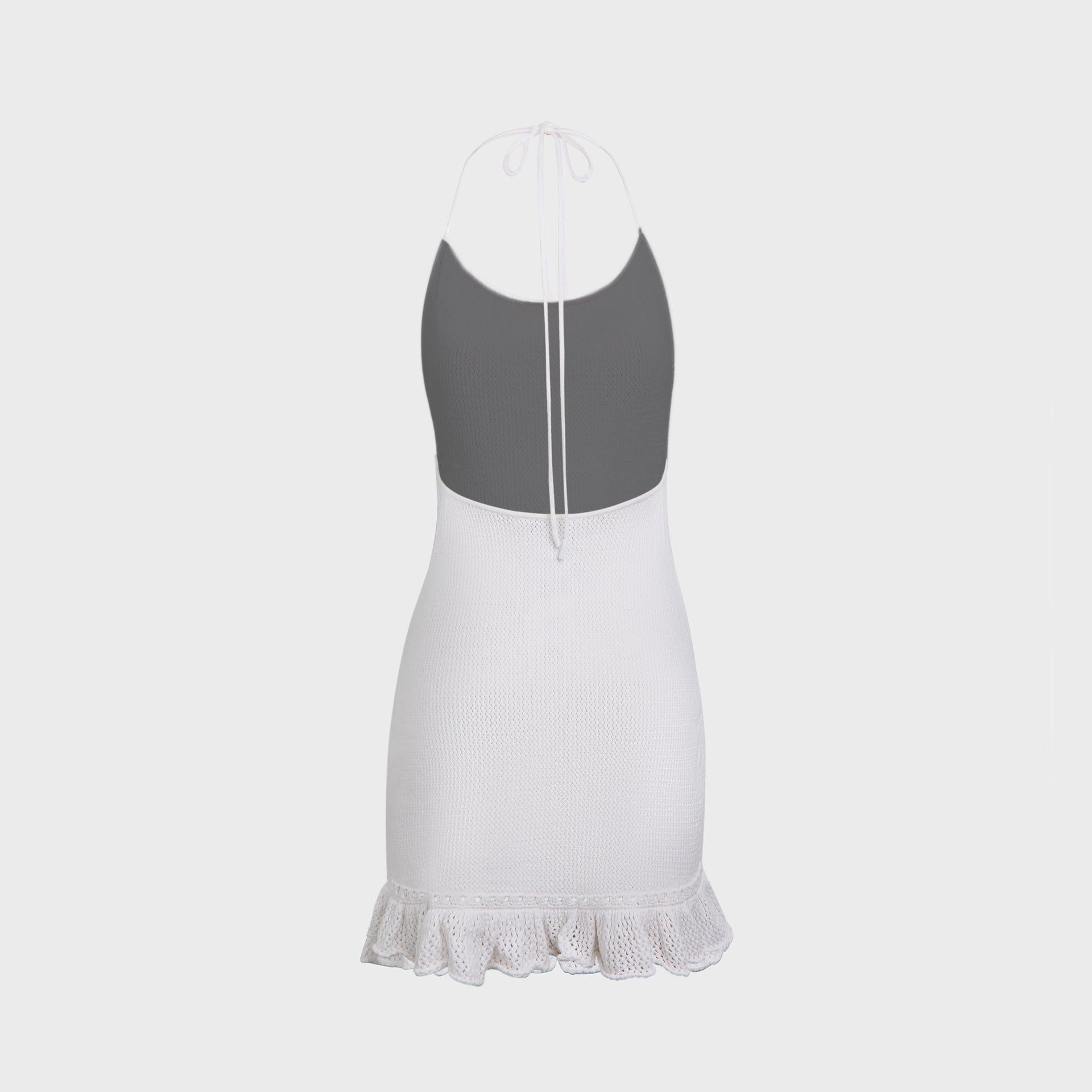 GUIZIO Crochet Halter Mini Dress - White