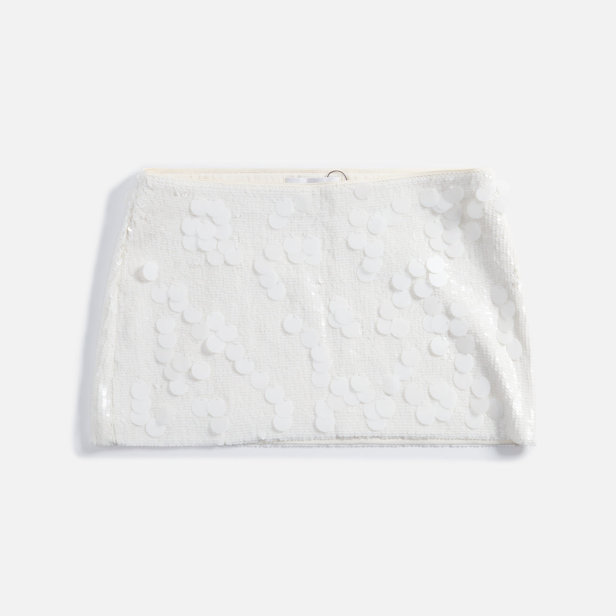 Low Rise Paillette Skirt in Seashell White