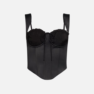 GUIZIO Ruched Cup Bustier Top - Black