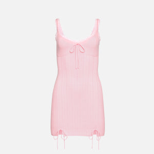 GUIZIO Dainty Lace Knit Mini Dress - Baby Pink