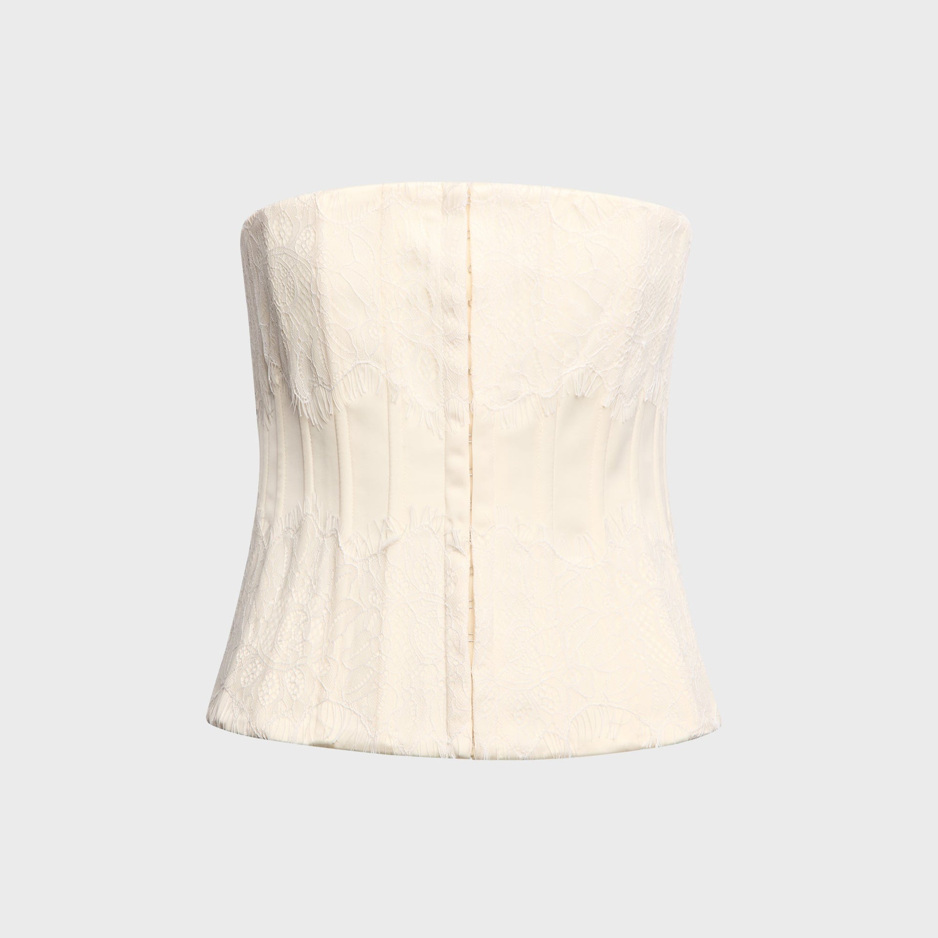 GUIZIO Eliane Lace Embellished Satin Corset Top - Ivory