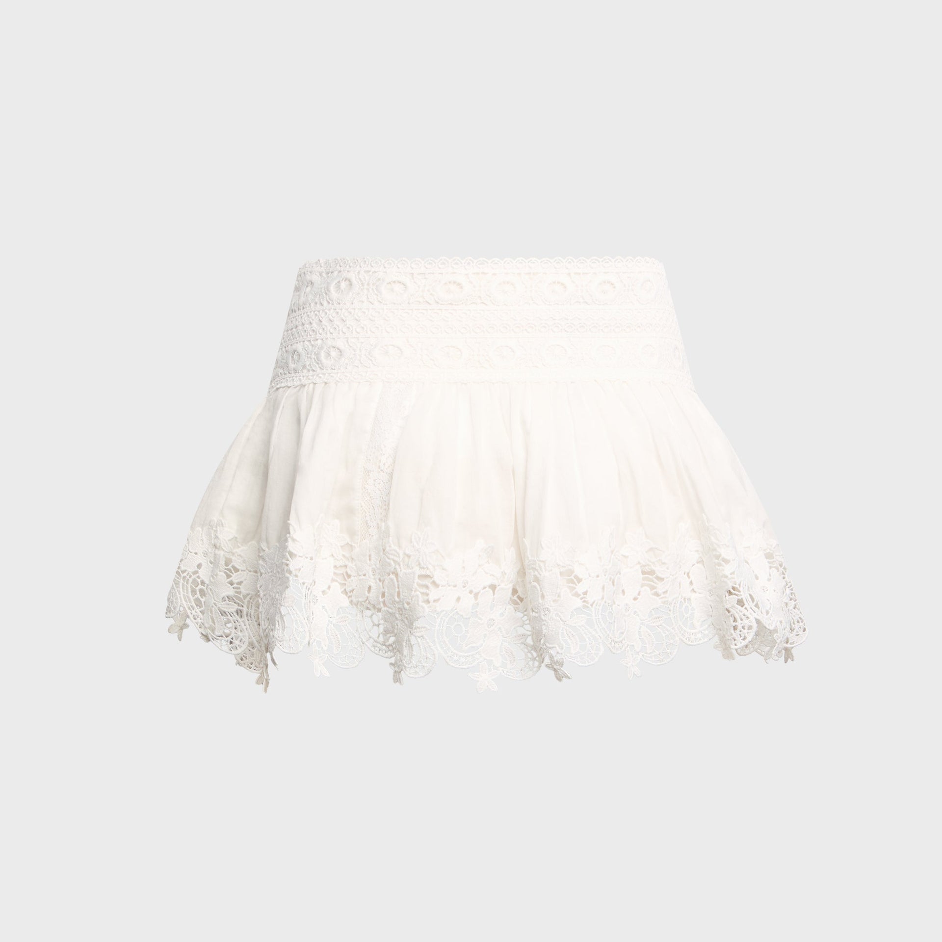GUIZIO Ell Lace Trim Mini Skirt - Ivory