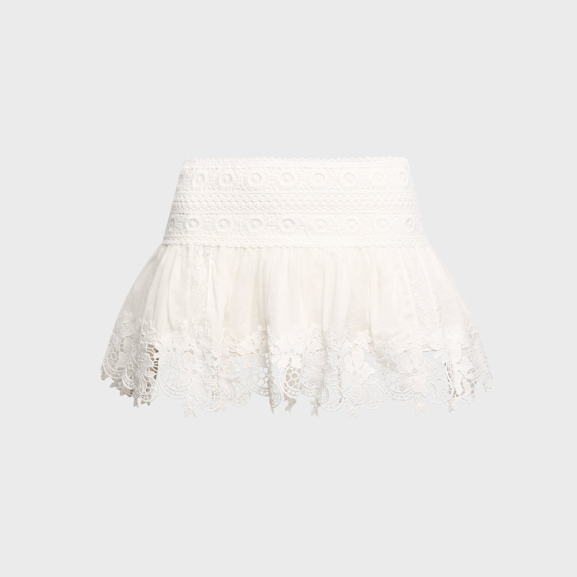 GUIZIO Ell Lace Trim Mini Skirt - Ivory