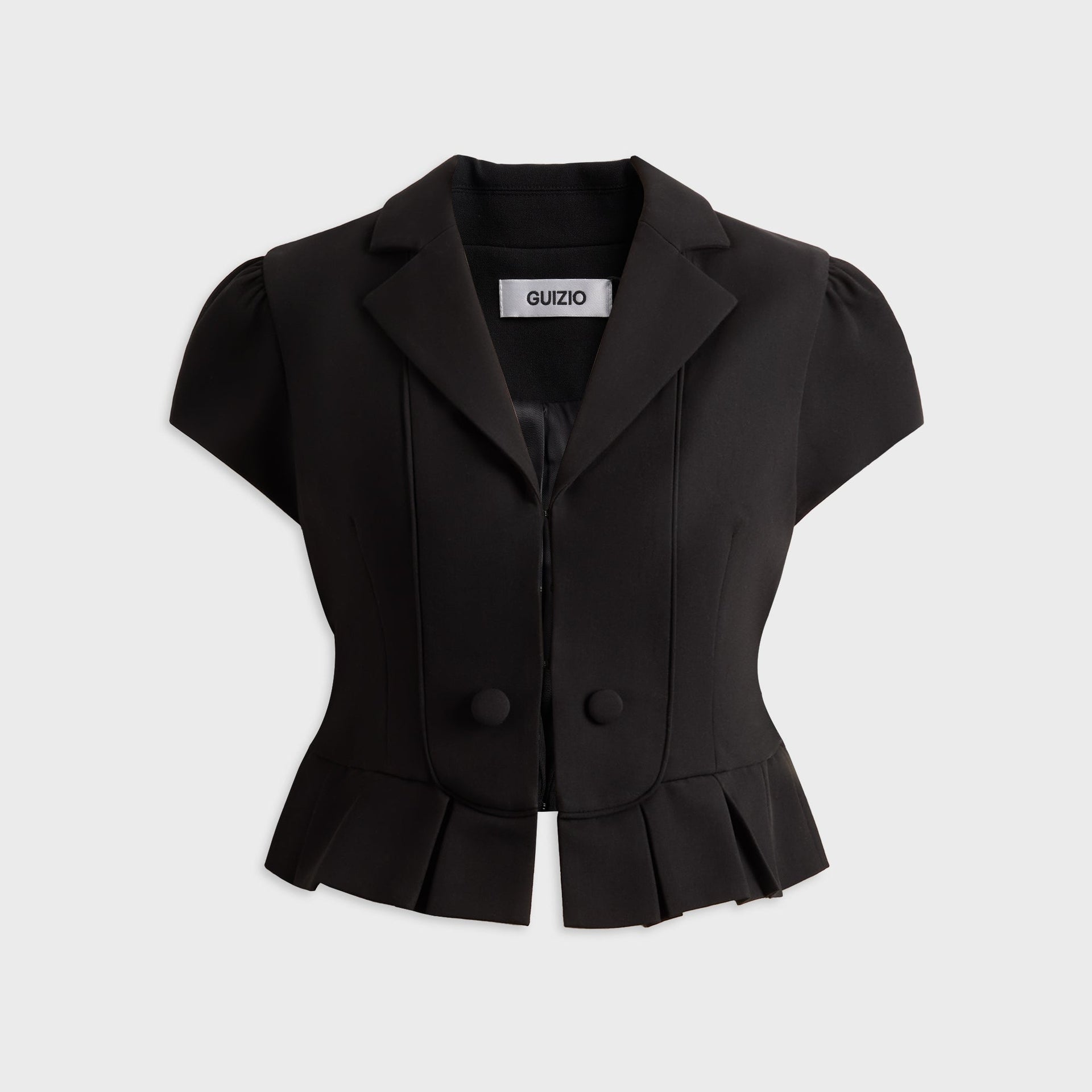 GUIZIO Cap Sleeve Bib Blazer - Black