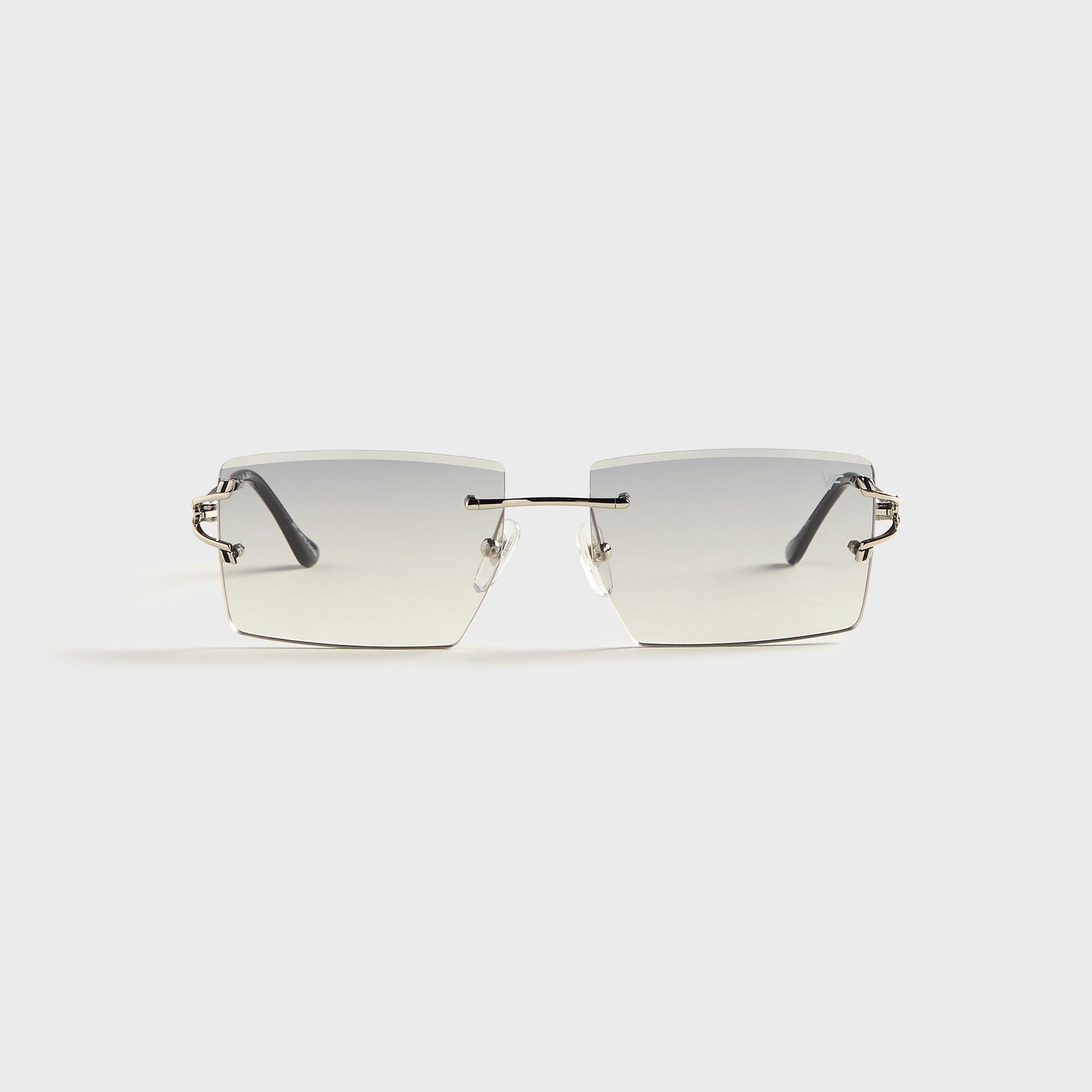 Vintage Frames Icon Rimless Drill Mount 24KT White Gold Sunglasses - Asphalt Gradient