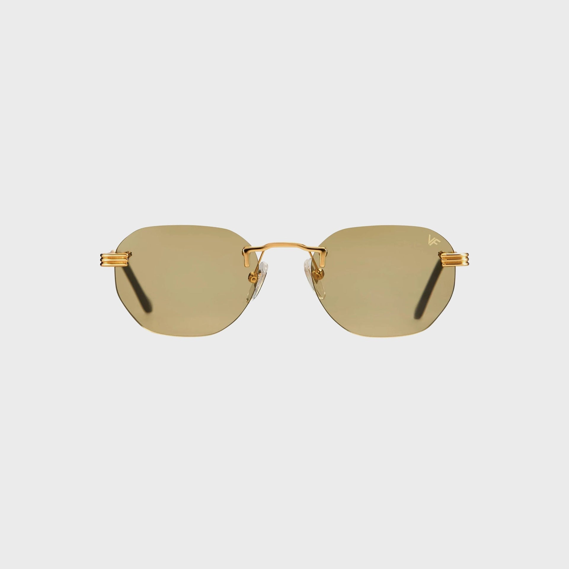 Vintage Frames Detroit Player Rimless Drill Mount 24KT Gold Sunglasses - Sky Blue