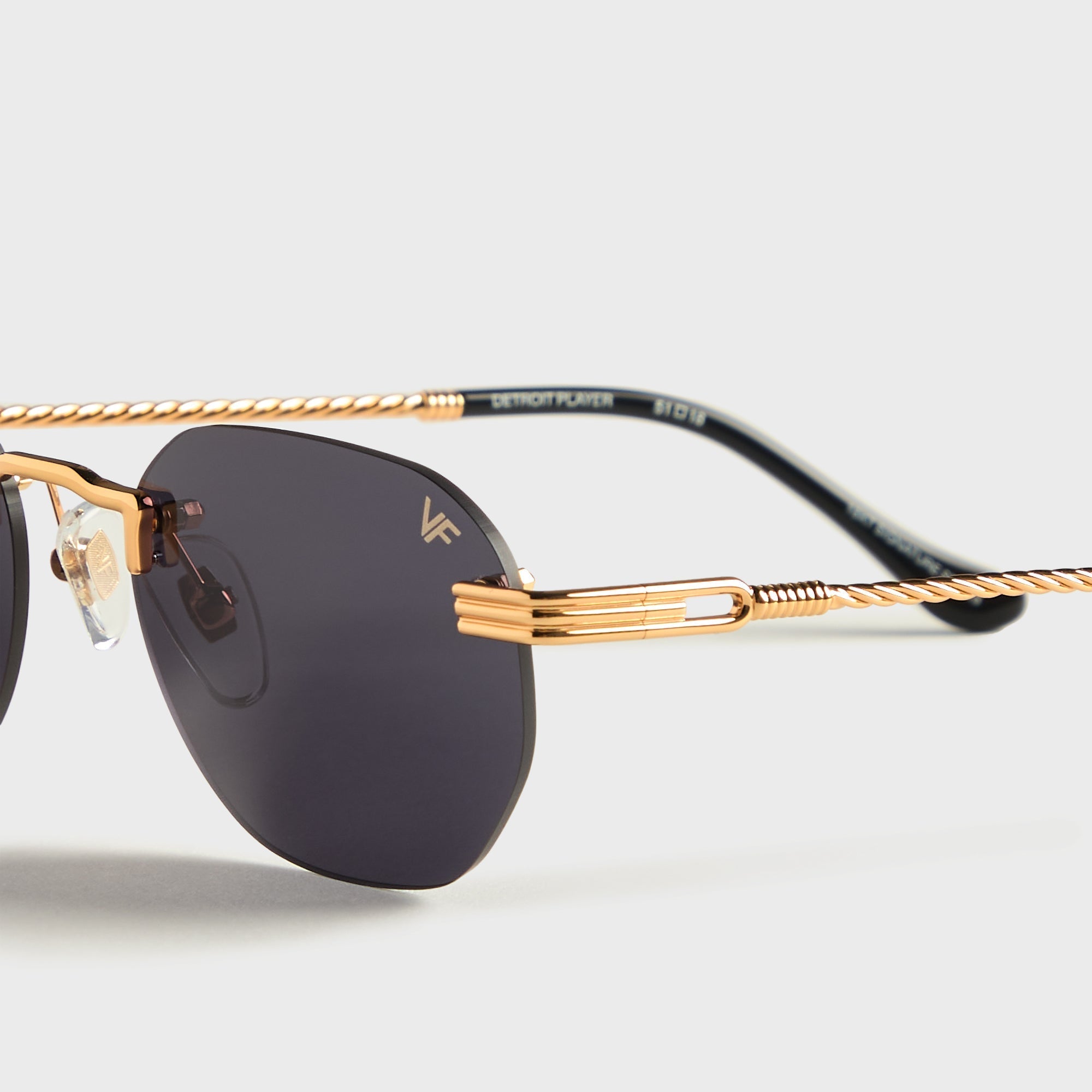 Vintage Frames Detroit Player Drill Mount 24kt Gold Sunglasses