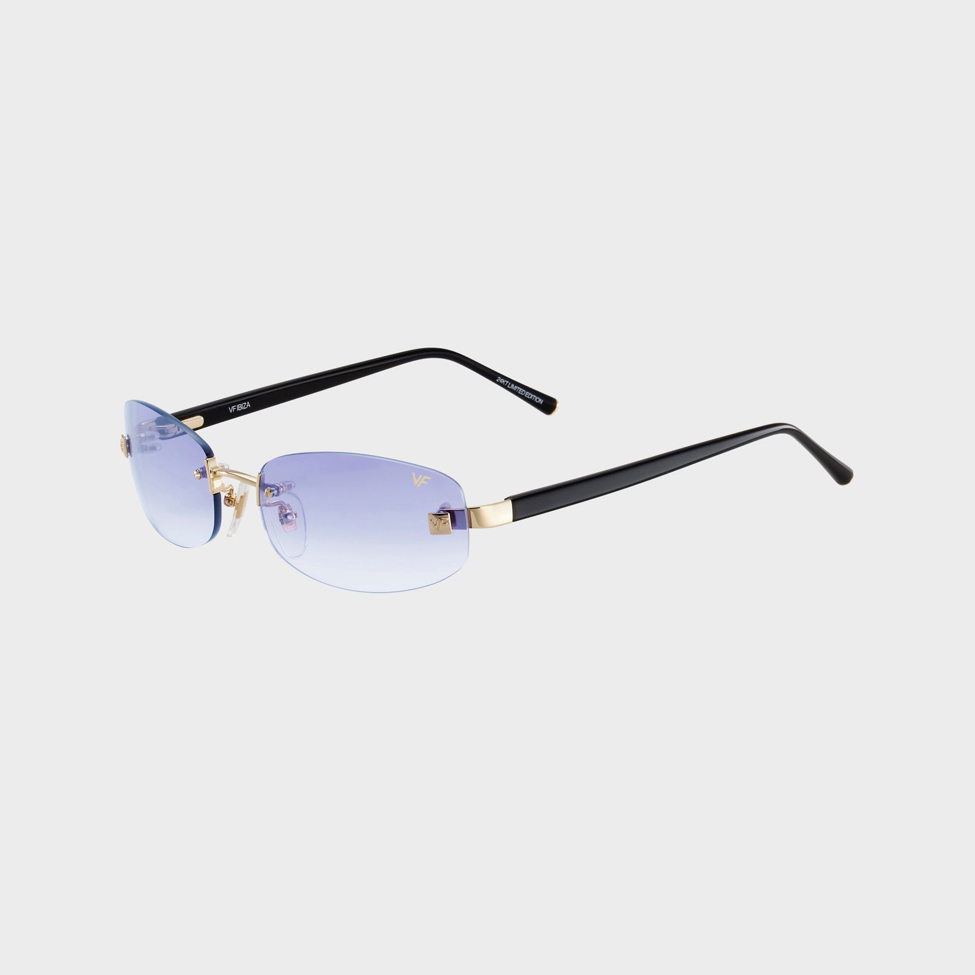 Vintage Frames Ibiza Rimless Drill Mount 24kt Yellow Gold Sunglasses - Baby Pink Flash