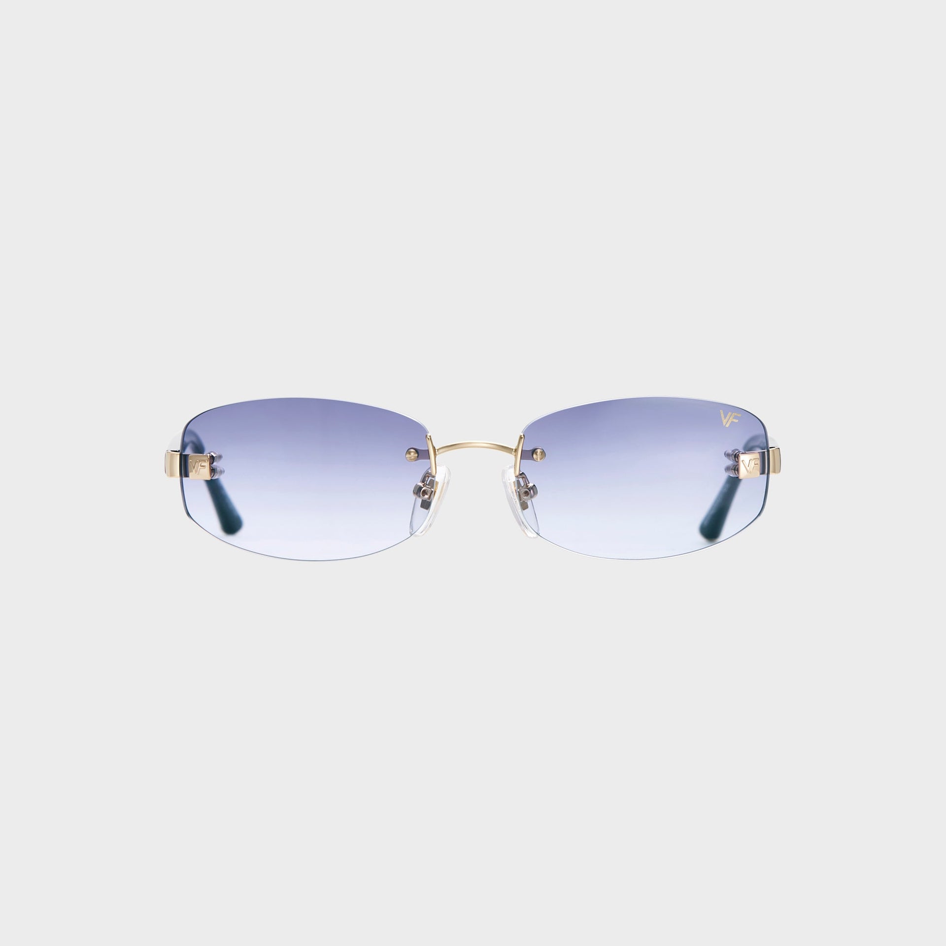 Vintage Frames Ibiza Rimless Drill Mount 24kt Yellow Gold Sunglasses - Baby Pink Flash