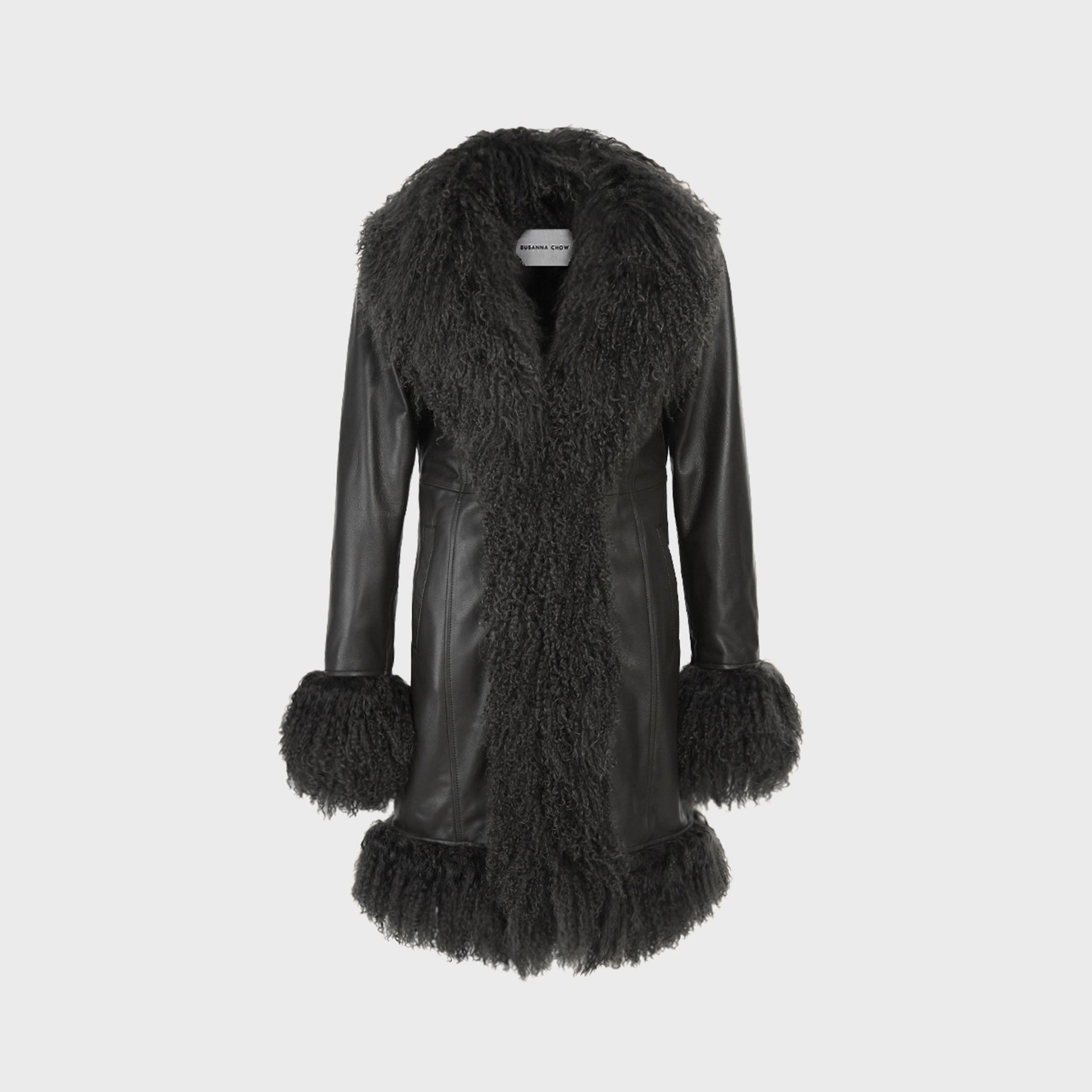 Susanna Chow Dorothy Midi Leather Coat - Black