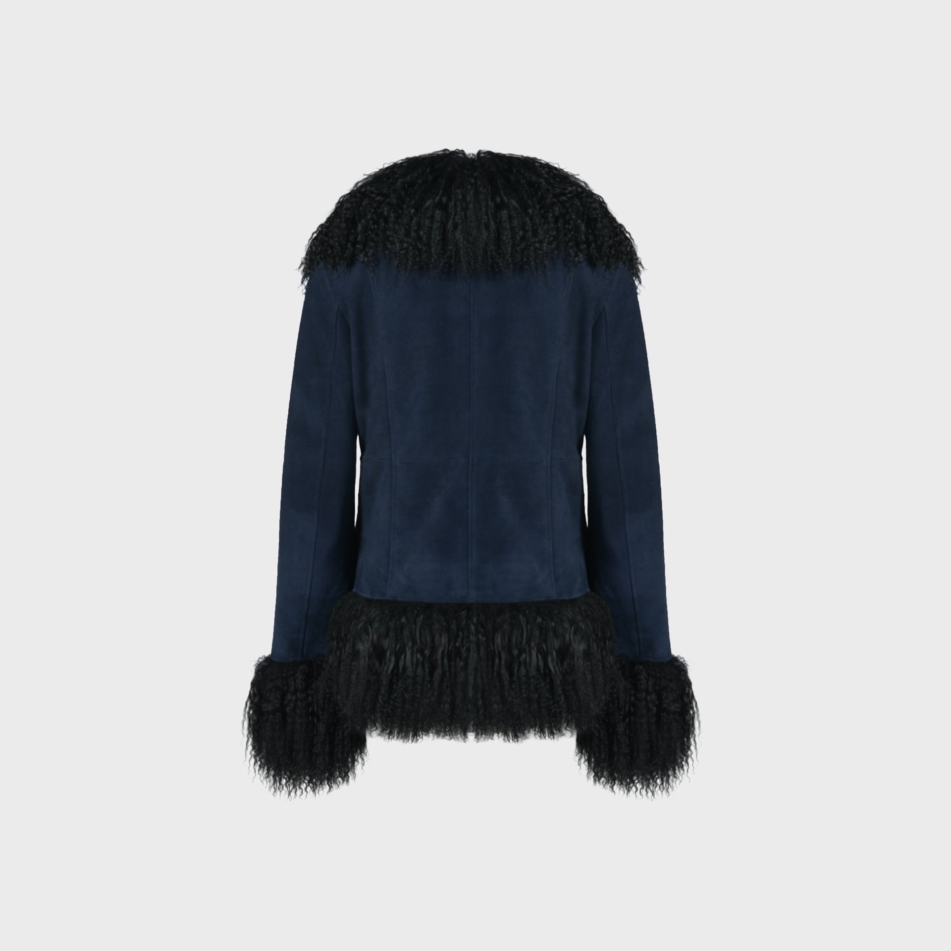 Susanna Chow Dorothy Suede Coat - Navy / Black Trim