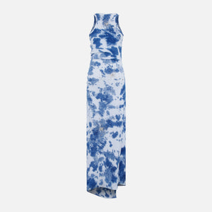 Des Phemmes Cotton Rib Tie Dye Embroidered Dress - Dark Blue