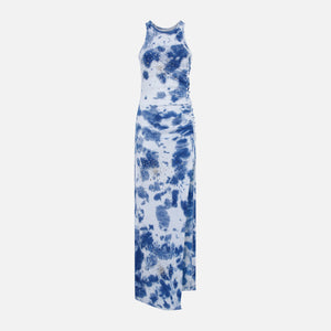 Des Phemmes Cotton Rib Tie Dye Embroidered Dress - Dark Blue