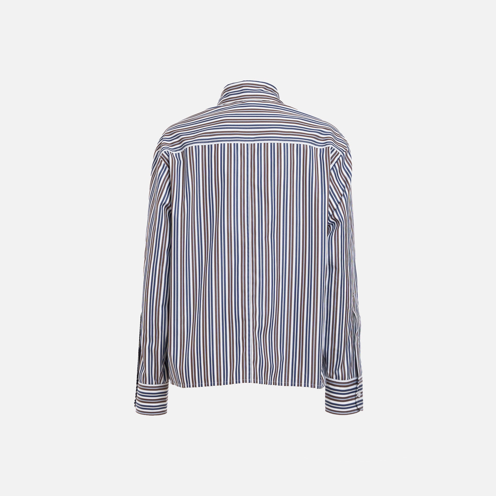 Des Phemmes Striped Button Down - Coffee / Blue