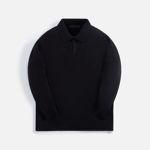 Essential black long-sleeved polo shirt