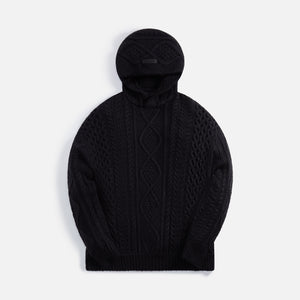 Essentials Cable Knit Hoodie - Black