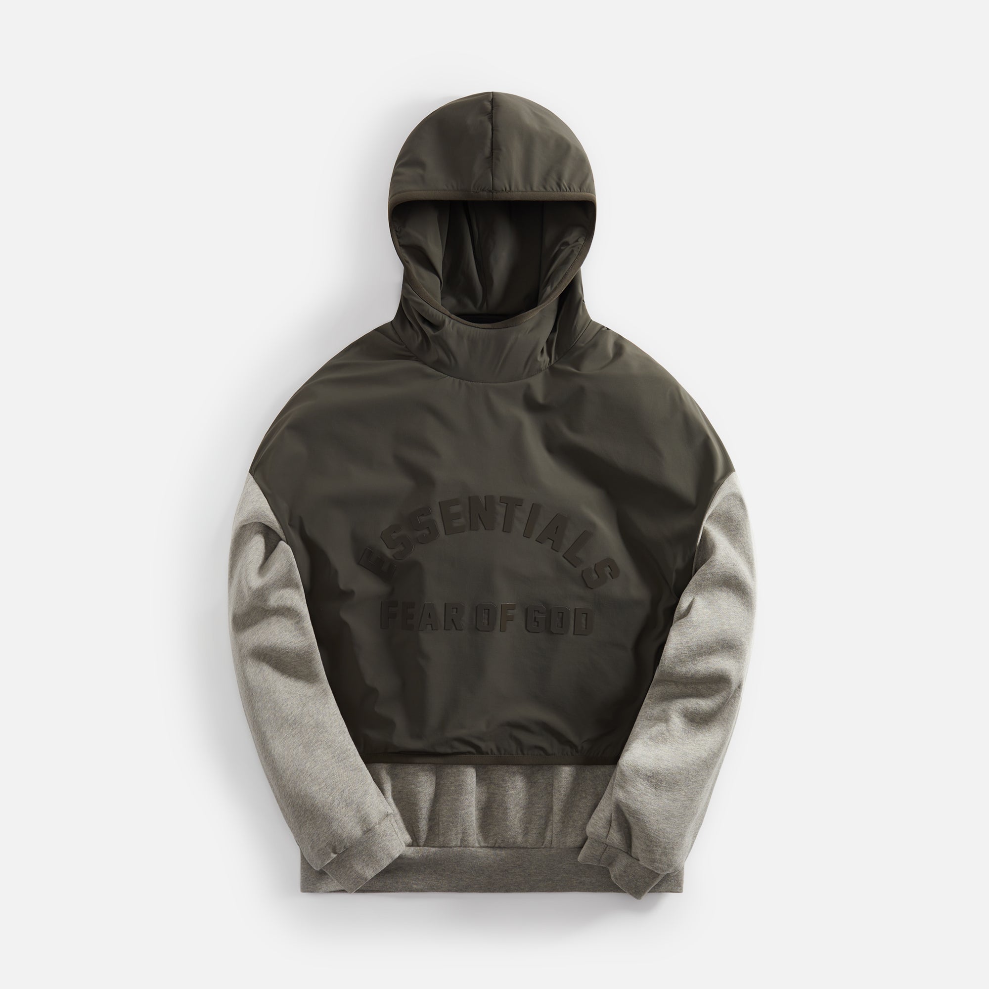 【ESSENTIALS】Nylon Fleece Hooded Sweater/Dark Heather Fear of God Essentials Nylon Fleece Hooded Sweater Dark