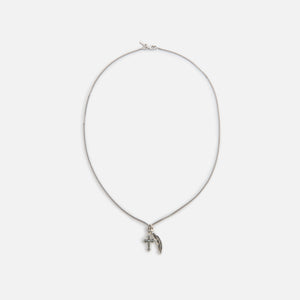 Emanuele Bicocchi Avelli Cross + Feather Pendant Necklace - Silver