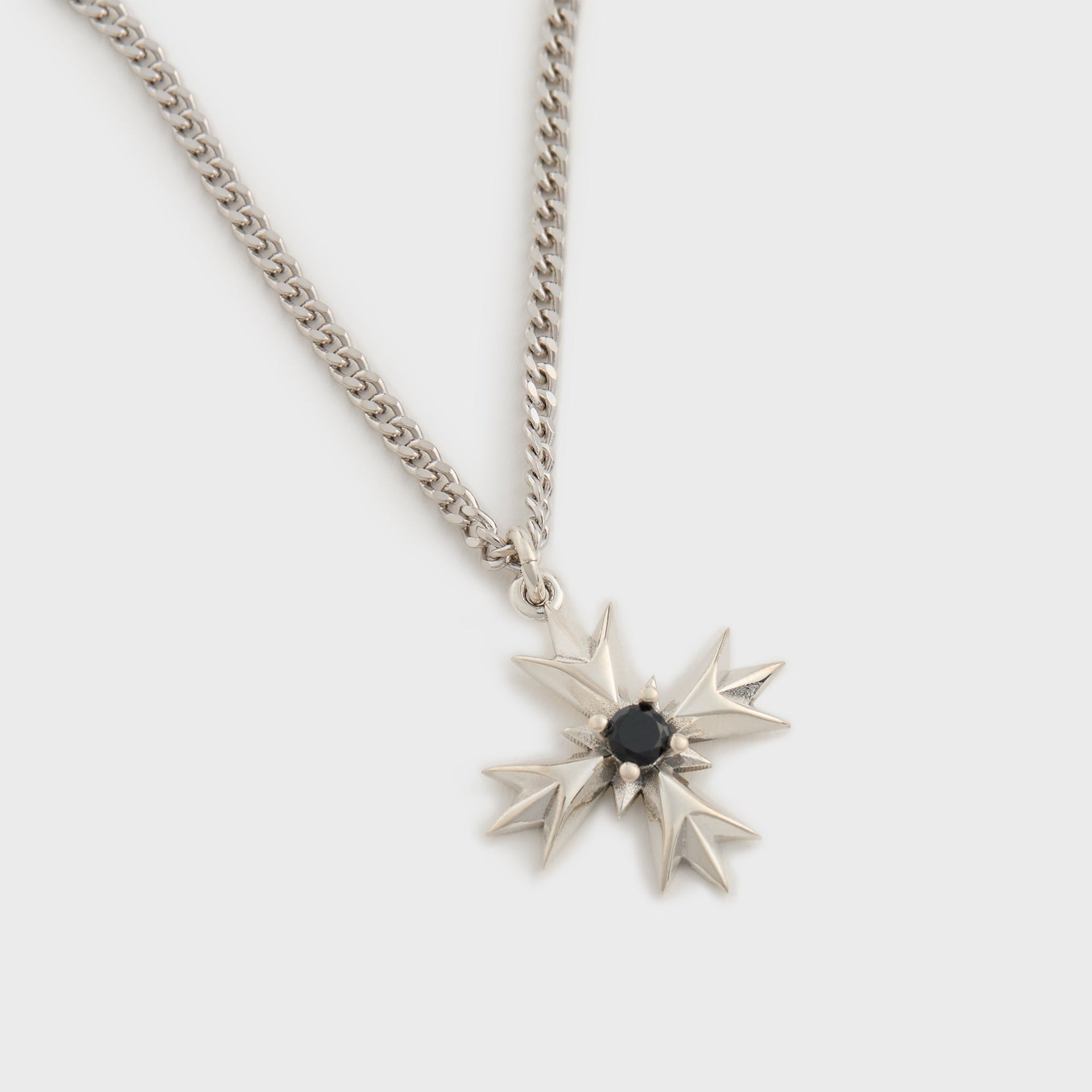 Emanuele Bicocchi Crest+Black Crystal Necklace - Silver