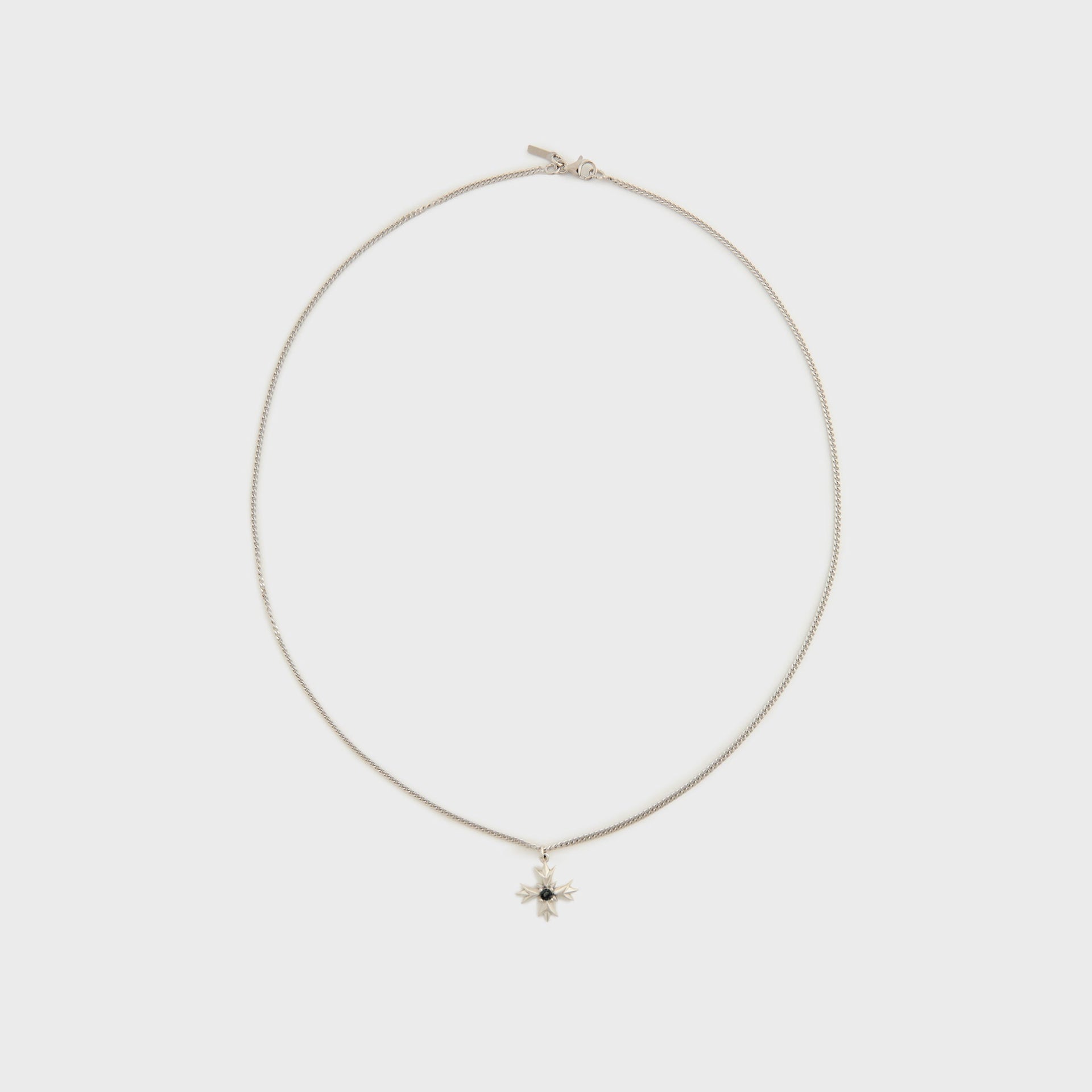 Emanuele Bicocchi Crest+Black Crystal Necklace - Silver