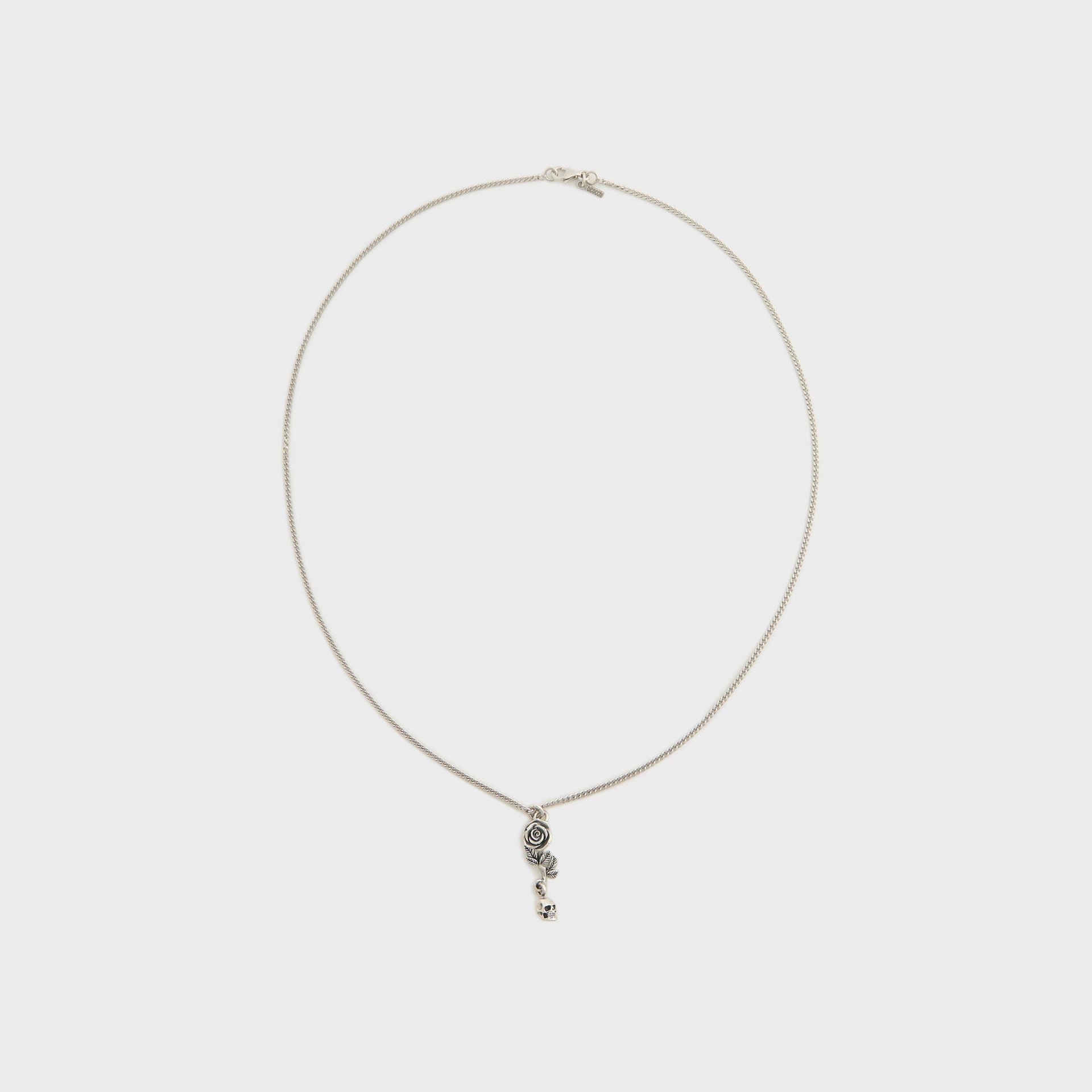 Emanuele Bicocchi Rose And Skull Pendant Necklace - Silver