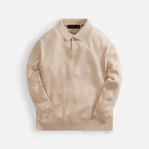 Essentials Knit Polo - Gold Heather