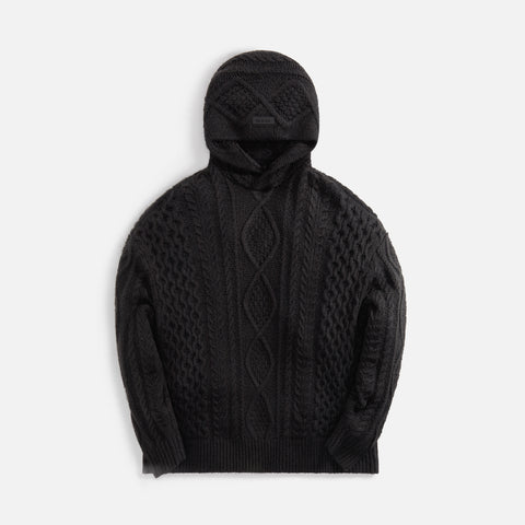 Essentials Cable Knit Hoodie - Black
