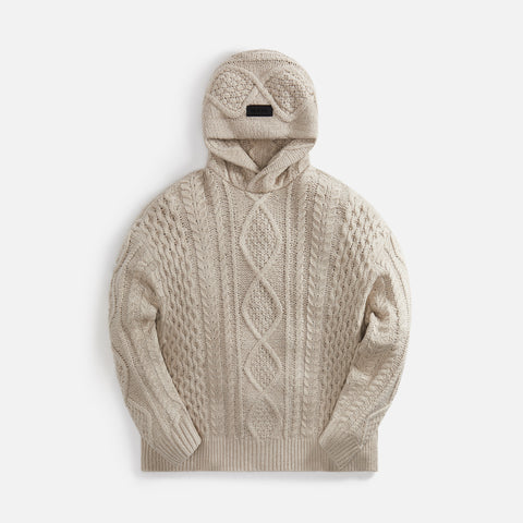 Essentials Cable Knit Hoodie - Silver Cloud