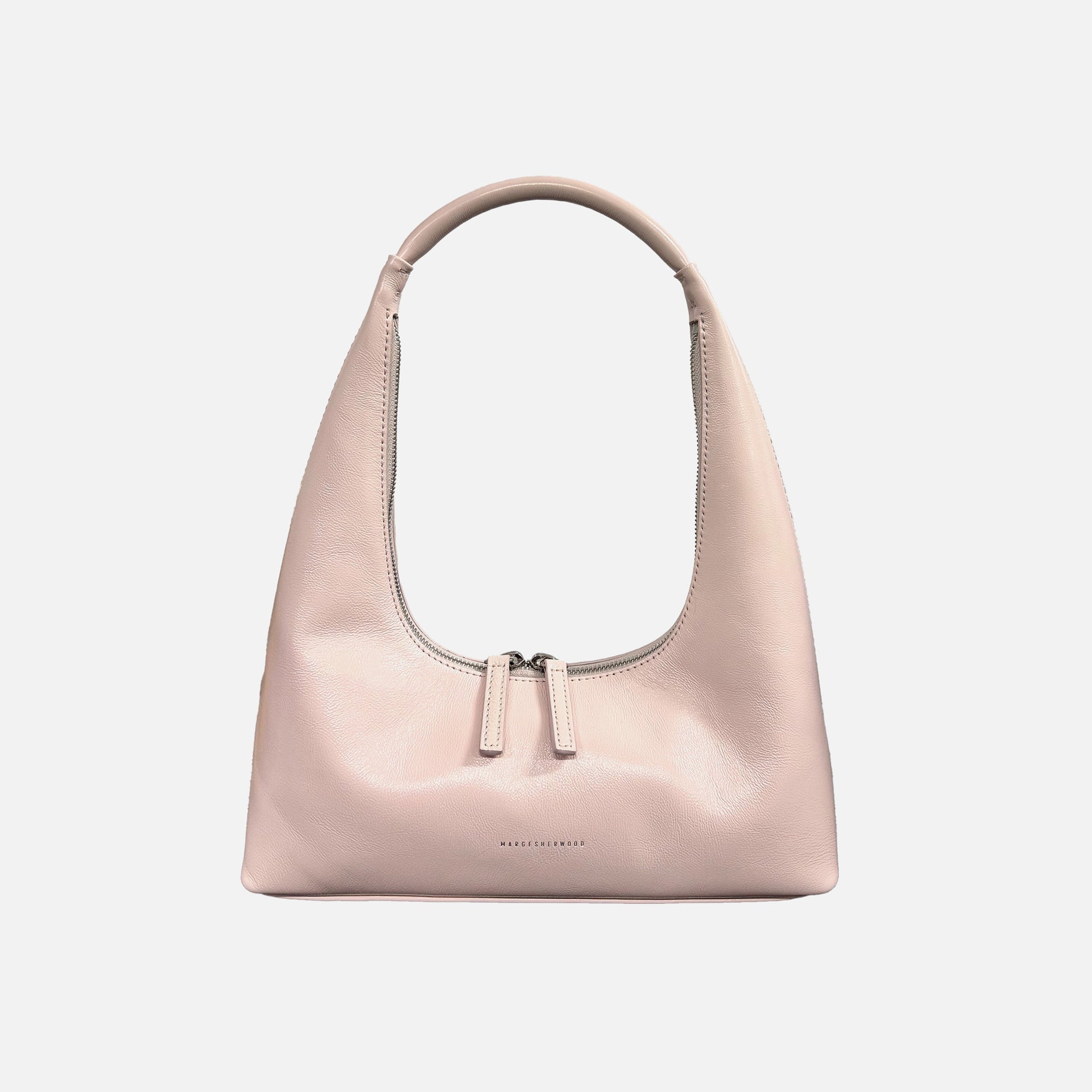 MARGESHERWOOD Hobo Shoulder Bag - Glossy Pale Pink