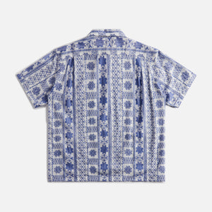 Engineered Garments Camp Shirt - Blue / White CP Embroidery