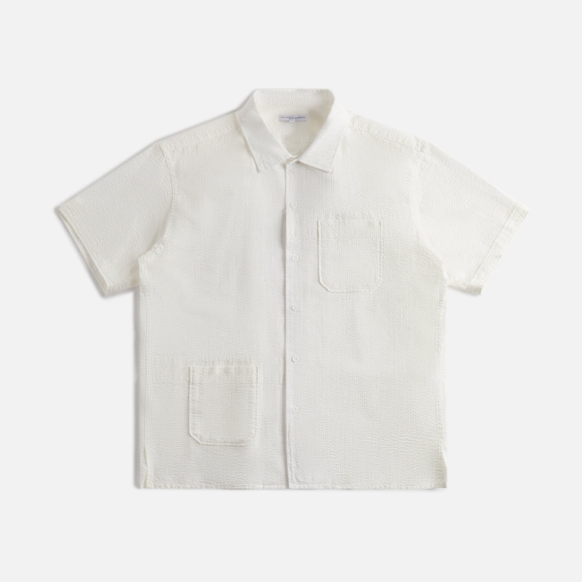 Engineered Garments Camp Spring Shirt - White Tone / Tone Seersucker