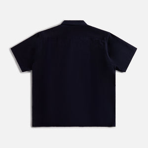 Engineered Garments Camp Shirt - Dark Navy Tone - Tone Seersucker