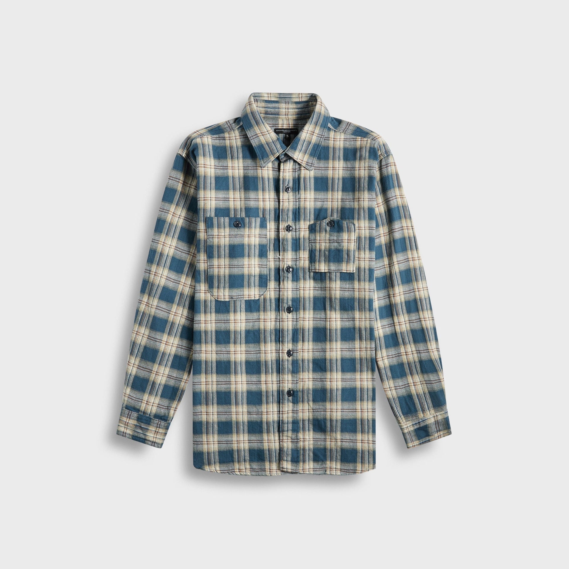 Engineered Garments Work Plaid Jacquard Shirt in Navy