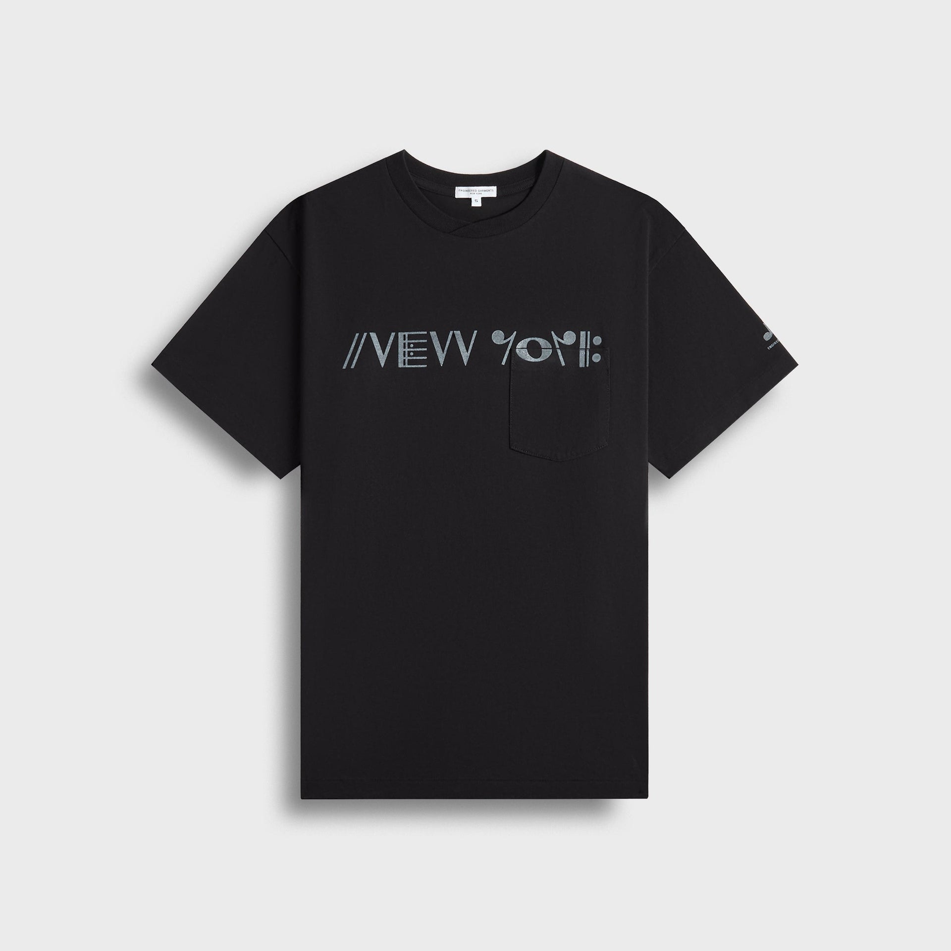 Engineered Garments Printed Cross CrewinNeck Tee in Black Cosmopolitanism