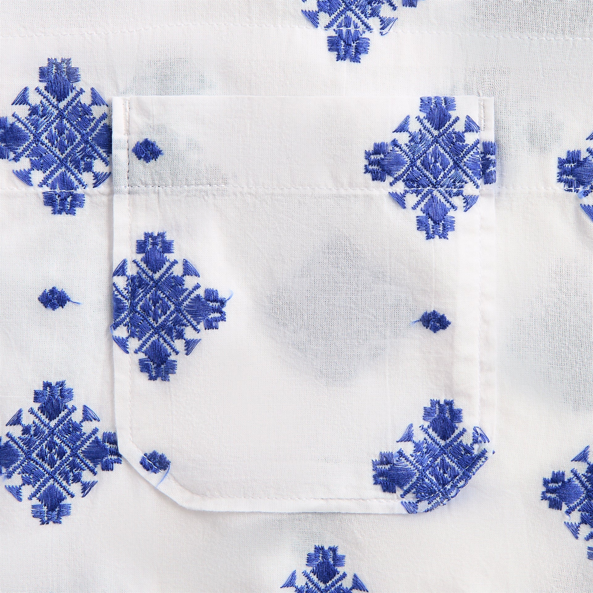 Engineered Garments Camp Shirt - White CP Crest Embroidery Sheeting