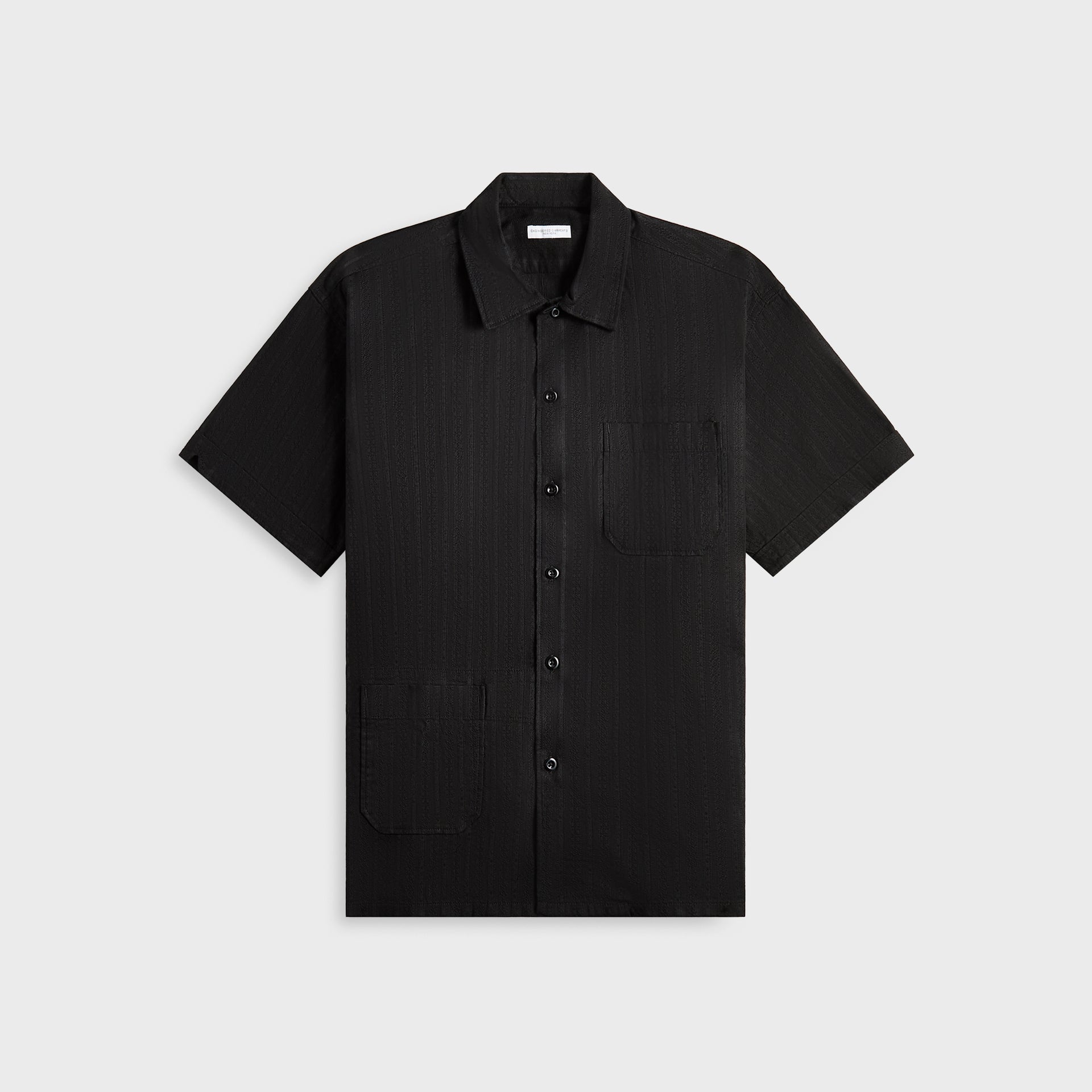 Engineered Garments Cotton Lace Stripe Jacquard Camp Shirt - Black