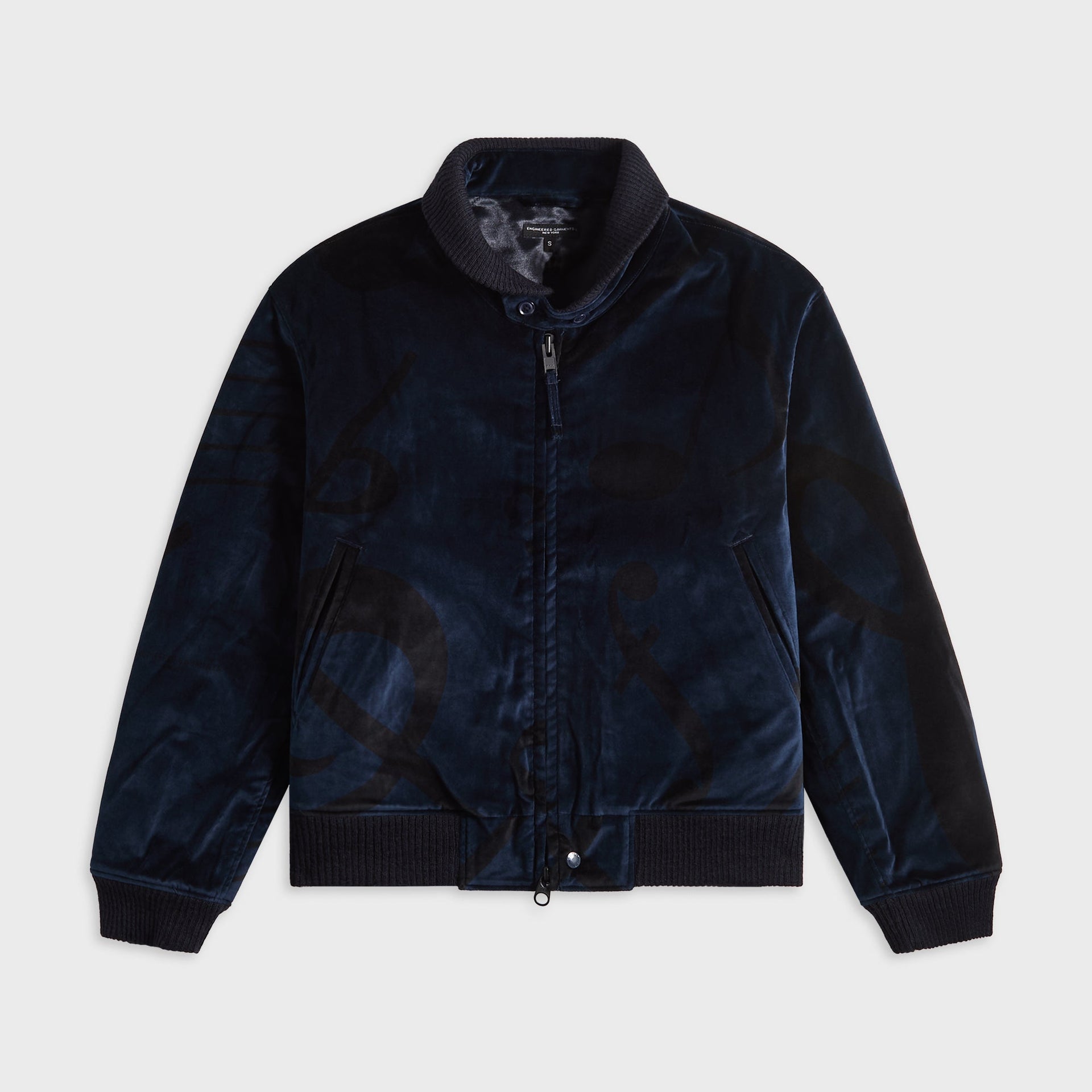 Engineered Garments Cotton Printed Music Note Velveteen Jacket - Navy