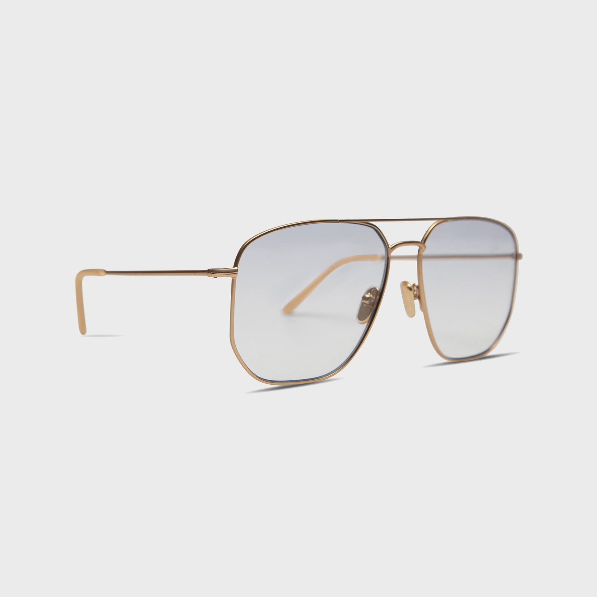 Elisa Johnson Celine gold aviator sunglasses, three-quarter angled view