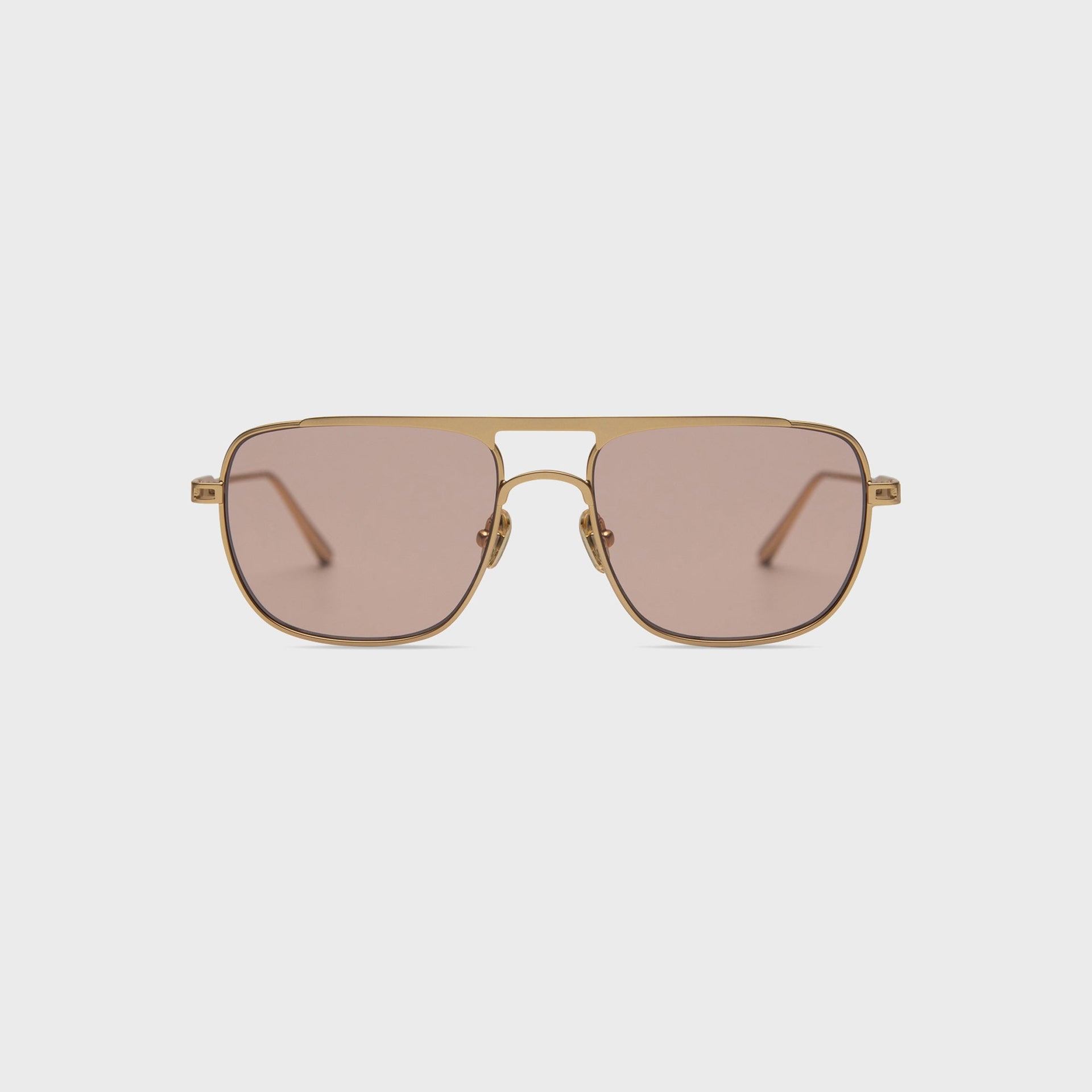 Elisa Johnson Jane sunglasses in gold metal aviator frame with amber-tinted lenses, front view