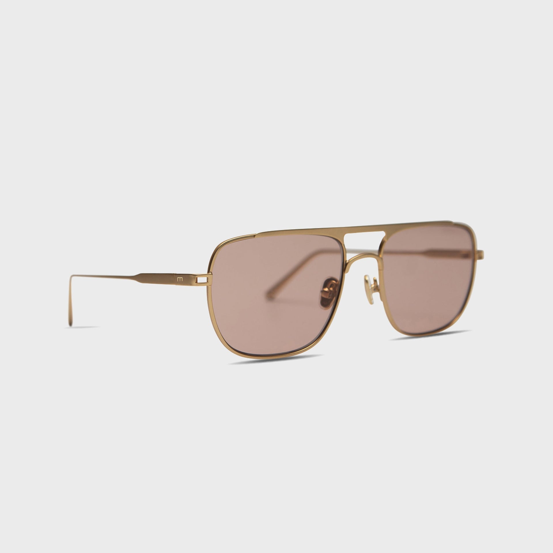 Elisa Johnson Jane gold amber aviator sunglasses, three-quarter angled view
