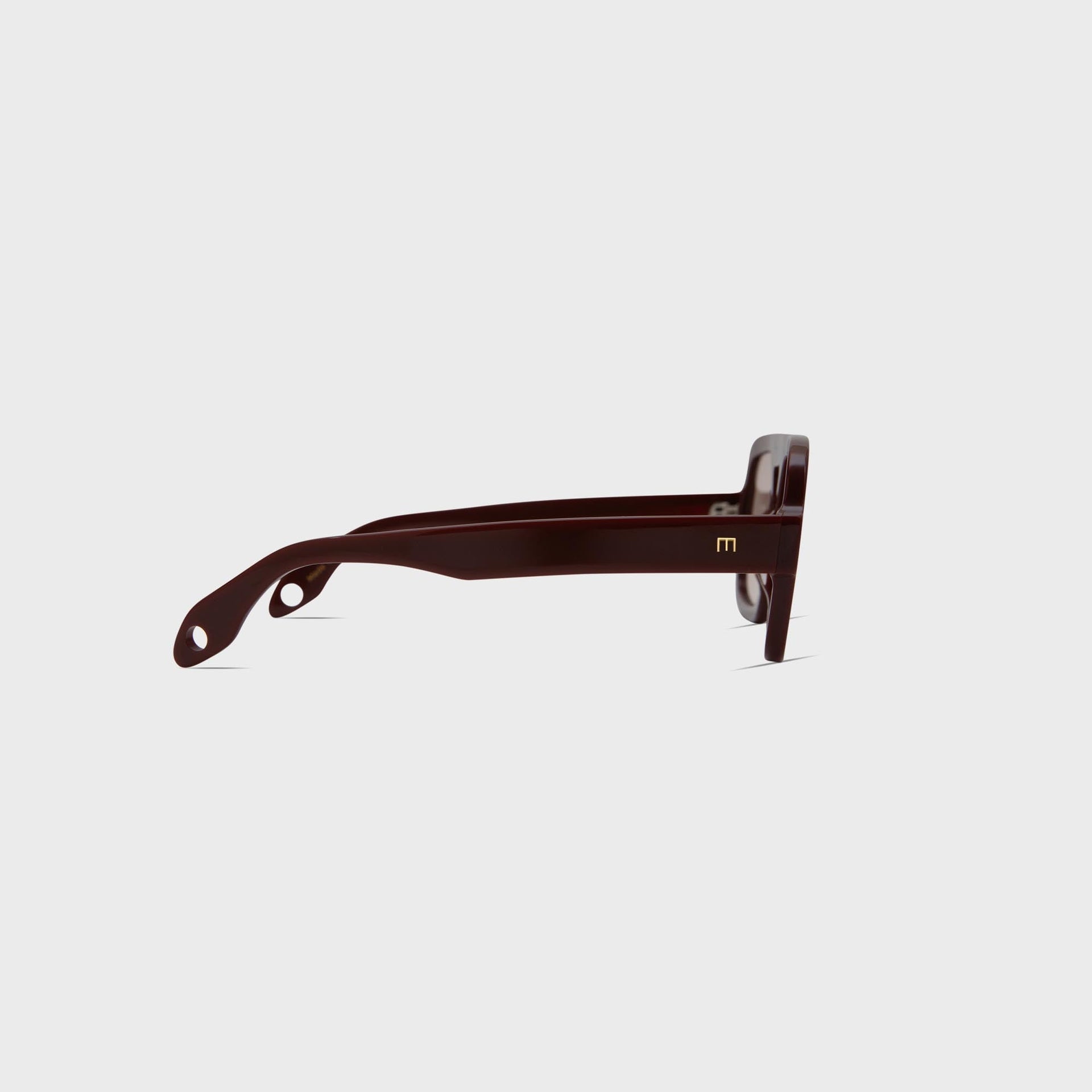 Elisa Johnson Jane dark brown sunglasses, side profile view with fold-out temple hinge