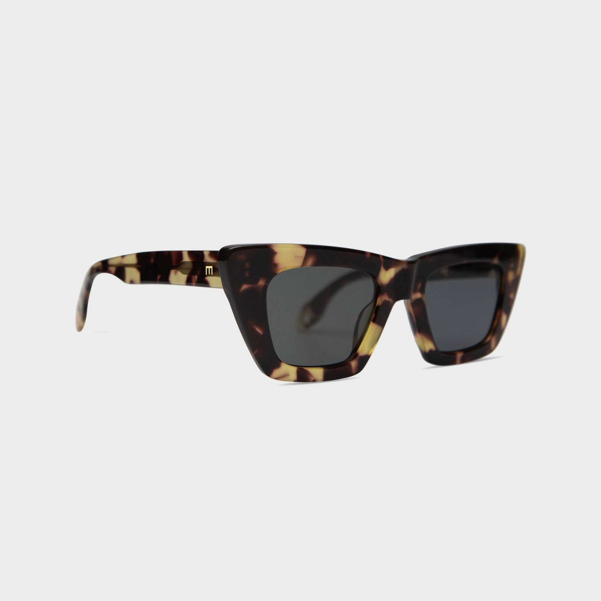 Elisa Johnson Lori leopard tortoise cat-eye sunglasses, three-quarter angled view