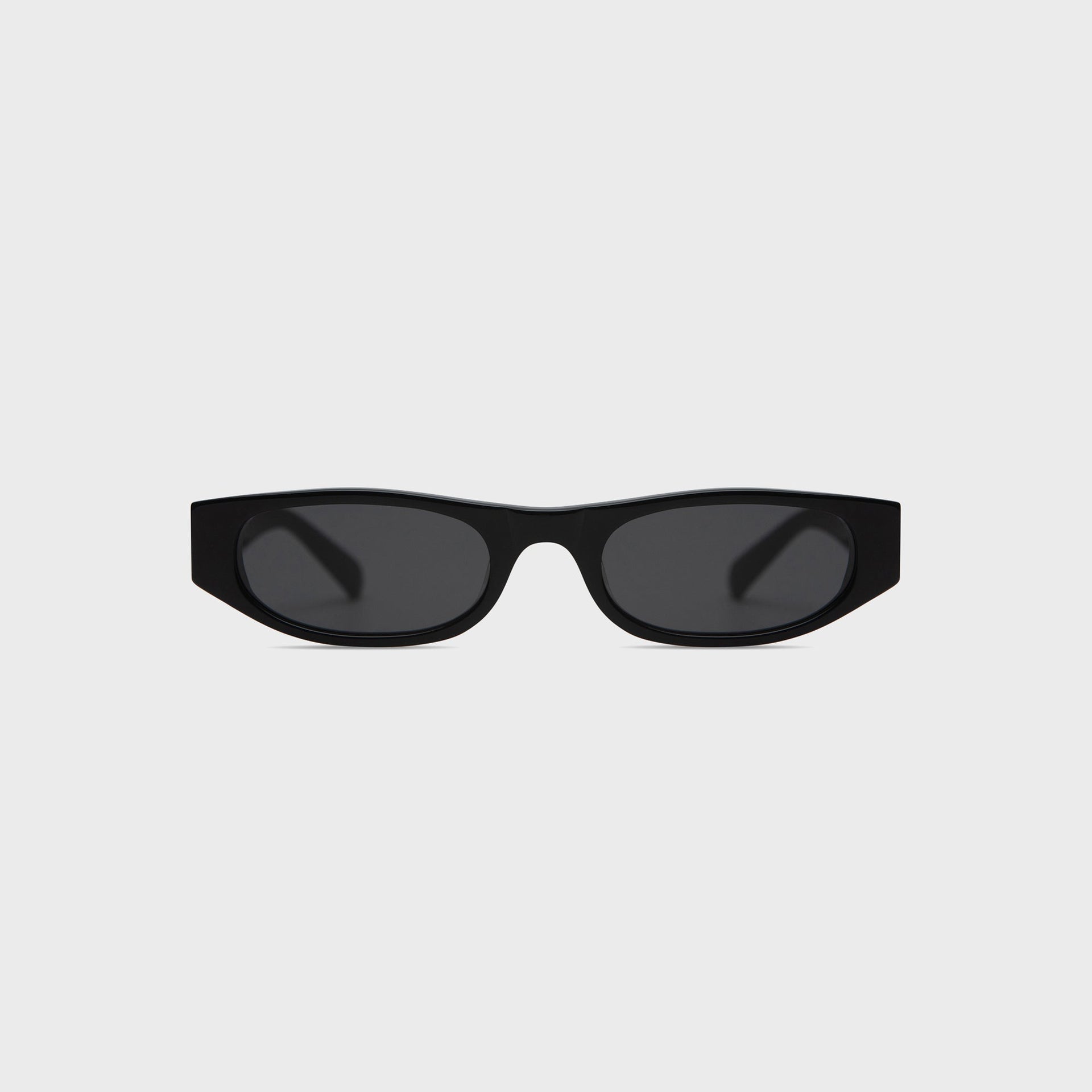 Elisa Johnson Yves sunglasses in gloss black acetate with oval frame and dark lenses, front view