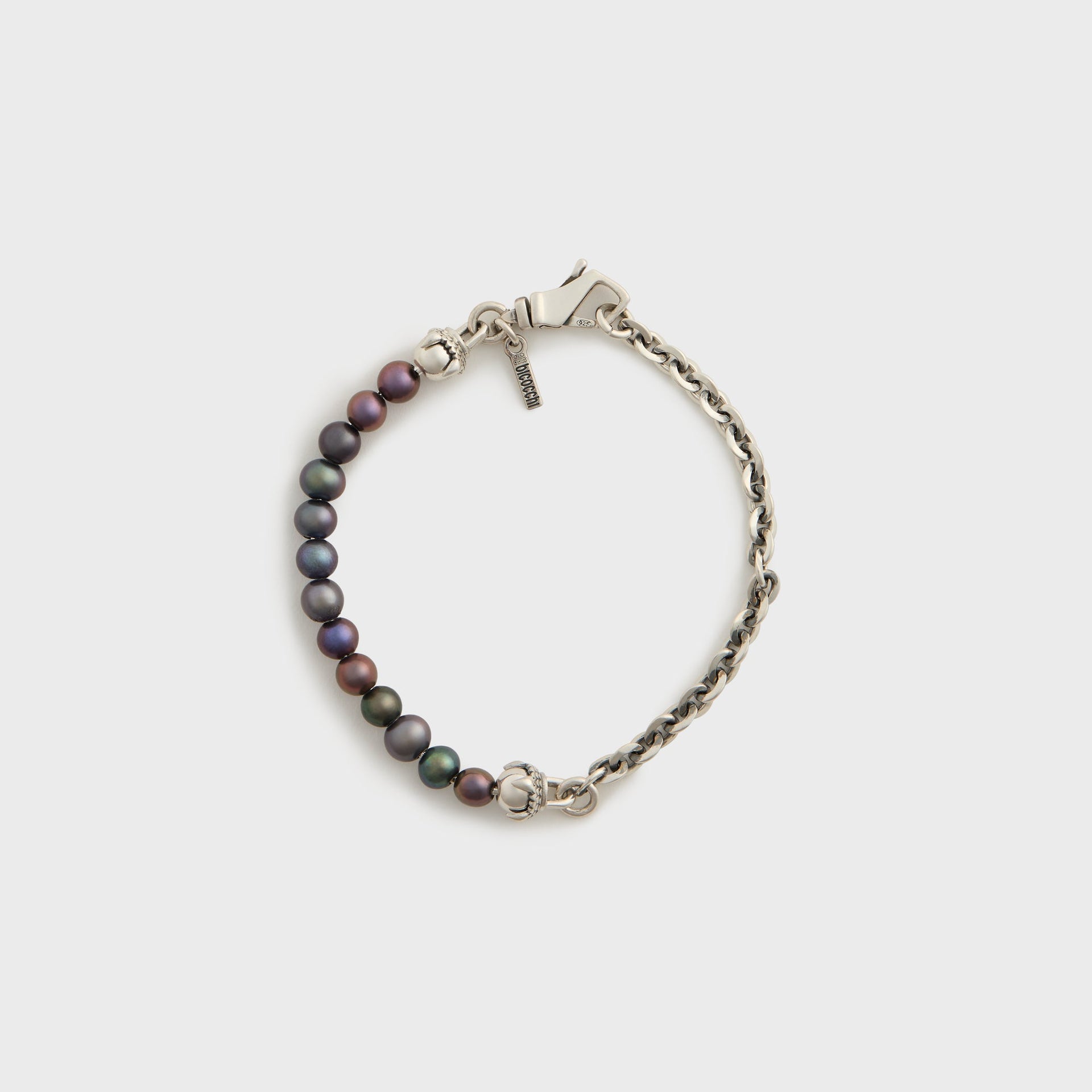 Emanuele Bicocchi Black Baroque Pearl Claw Bracelet - Silver