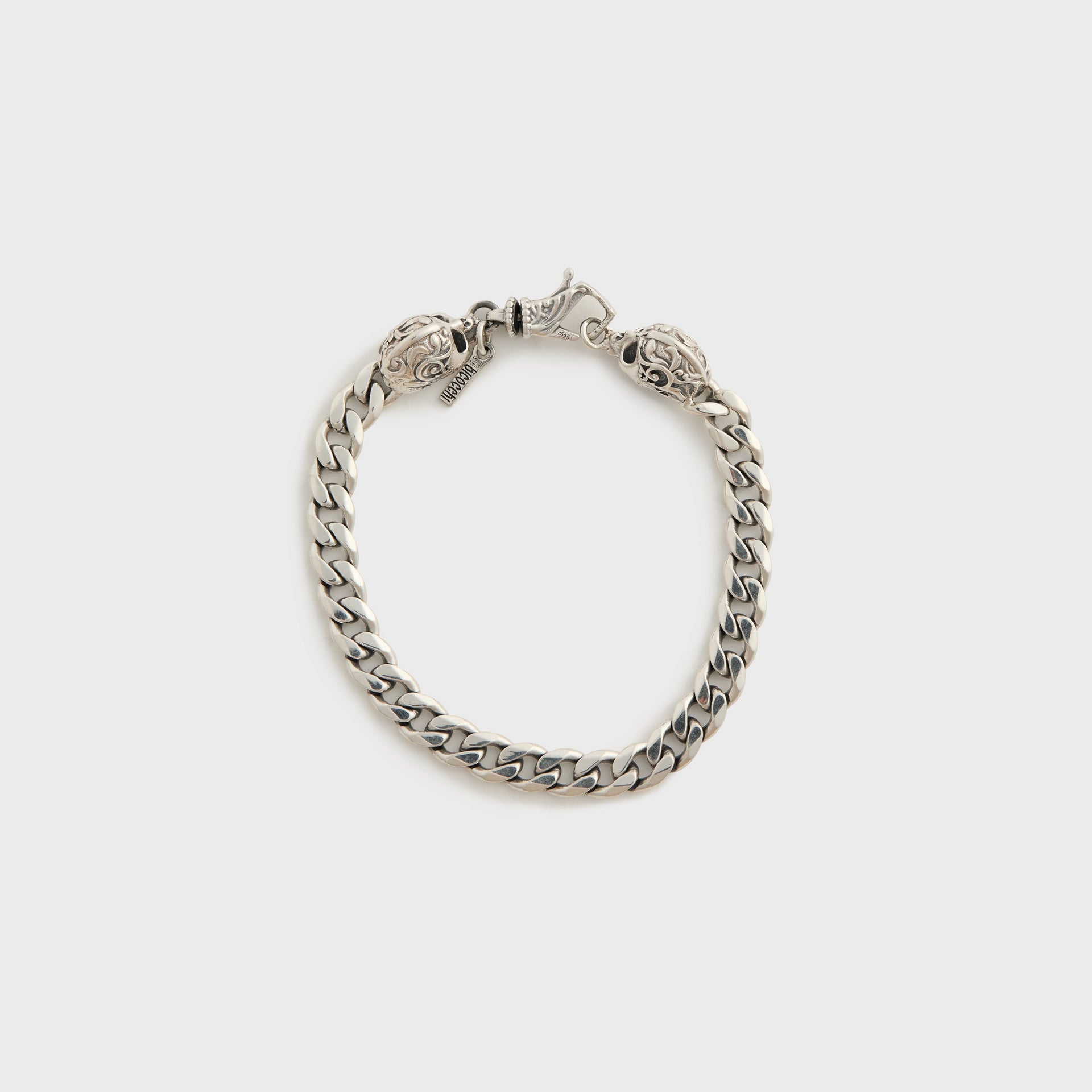 Emanuele Bicocchi Flourish Skull Chain Bracelet Small - Silver